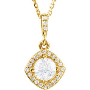 Ladies Natural Diamond Halo-Style Necklace (I1, G-H) — 14K Yellow Gold