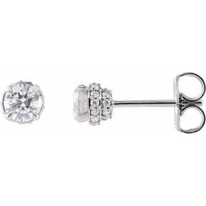 Ladies Natural Diamond Hidden Halo-Style Stud Earrings — Platinum