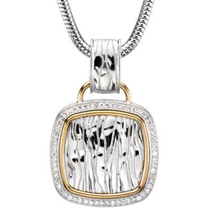 Ladies Natural Diamond Zebra Skin Necklace (I1, G-H) — Sterling Silver & 14K Yellow Gold