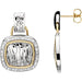 Ladies Natural Diamond Zebra Skin Earrings — Sterling Silver & 14K Yellow Gold