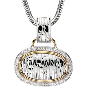 Ladies Natural Diamond Zebra Skin Necklace (I1, G-H) — 14K Yellow Gold
