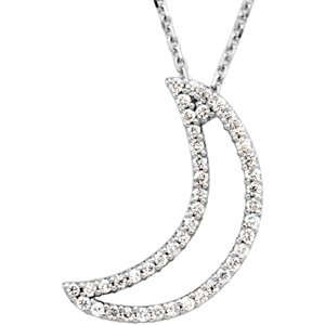 Ladies Natural Diamond Crescent Moon Necklace (I1, G-H) — 14K Rose Gold