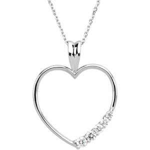 Ladies Natural Diamond Journey Heart Necklace (I1, G-H) — 14K Yellow Gold