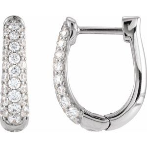 Ladies Natural Diamond 14.9 mm Hoop Earrings (I1, G-H) — 14K White Gold