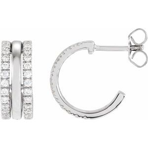 Ladies Natural Diamond Earrings — 14K White Gold