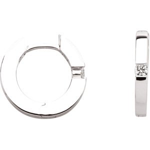 Ladies Natural Diamond Hoop Earrings (Si1, G-H) — 14K White Gold