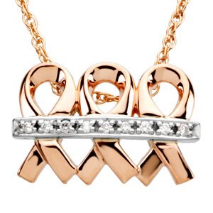 Ladies 14K Rose/ Natural Diamond Me and My Two Friends® Pendant (Si2-Si3, G-H) — 14K Rose/White Gold
