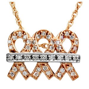 Ladies 14K Rose/ Natural Diamond Me and My Two Friends® Pendant (Si2-Si3, G-H) — 14K Rose/White Gold