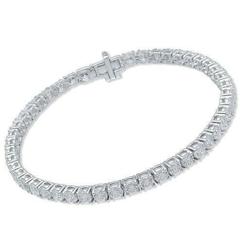 4 Prong Round Tennis Bracelet - Platinum, 7.00 Ct (12354) Databazaar.com
