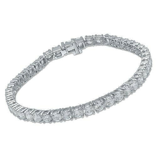 4 Prong Round Tennis Bracelet - Platinum, 10.00 Ct (12357) Databazaar.com