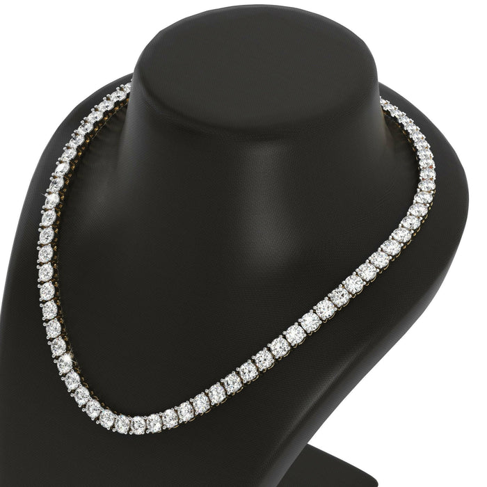 4 Prong Round Tennis Necklace - 14k Yellow Gold, 15.00 Ct (12371) Databazaar.com