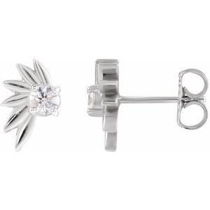 Ladies Natural Diamond Half-Flower Earrings — Platinum
