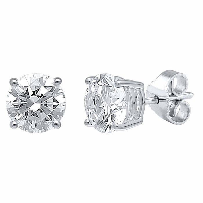 4 Prong Round Studs - Platinum, 2.00 Ct (12393) Databazaar.com