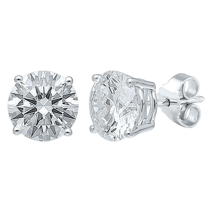 4 Prong Round Studs - 14k White Gold, 3.00 Ct (12394) Databazaar.com