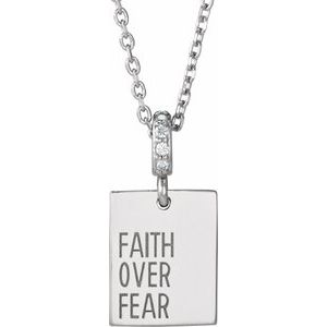 Ladies Natural Diamond Faith Over Fear Necklace (I1, G-H) — 14K White Gold