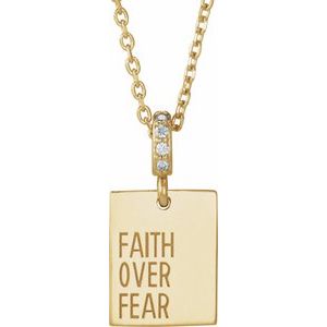 Ladies Natural Diamond Faith Over Fear Necklace (I1, G-H) — 14K Yellow Gold