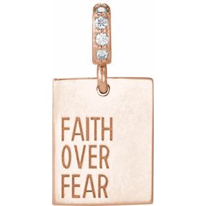 Ladies Natural Diamond Faith Over Fear Pendant (I1, G-H) — 14K Rose Gold
