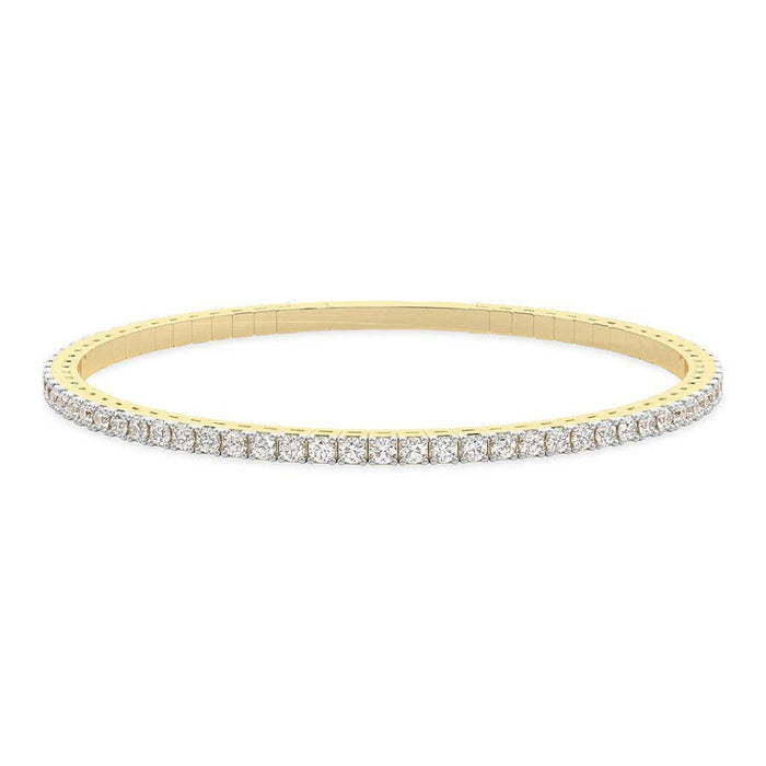 4 Prong Round Flexi Tennis Bangle - 14k Yellow Gold, 1.00 Ct (12436) Databazaar.com