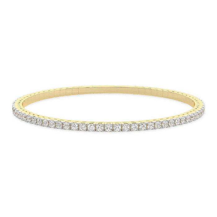 4 Prong Round Flexi Tennis Bangle - 14k Yellow Gold, 2.00 Ct (12439) Databazaar.com