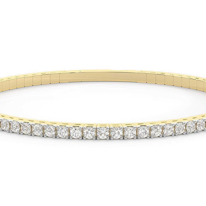 4 Prong Round Flexi Tennis Bangle - 14k Yellow Gold, 2.00 Ct (12439) Databazaar.com