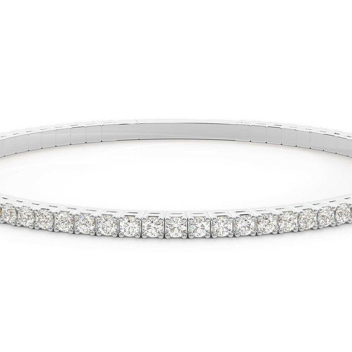 4 Prong Round Flexi Tennis Bangle - 14k White Gold, 4.00 Ct (12444) Databazaar.com