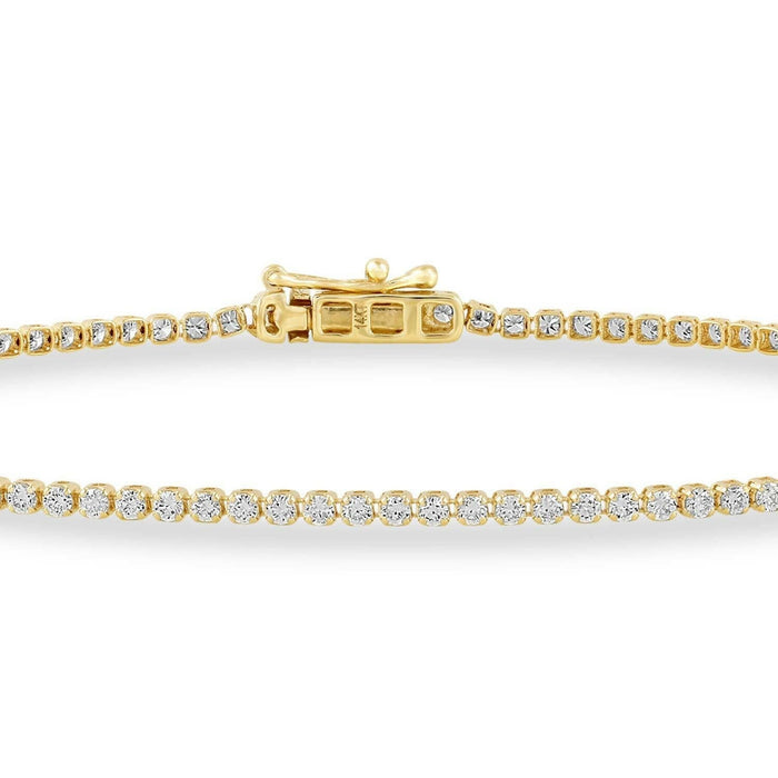 4 Prong Round Light Weight Tennis Bracelet - 14k Yellow Gold, 2.00 Ct (12454) Databazaar.com