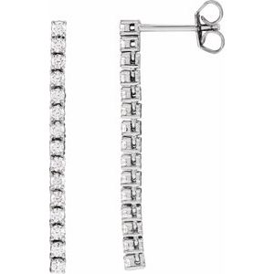 Ladies Natural Diamond Earrings — 14K White Gold