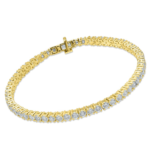4 Prong Round Tennis Bracelet - 14k Yellow Gold, 5.00 Ct (12464) Databazaar.com