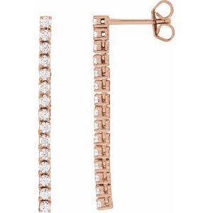 Ladies Natural Diamond Earrings — 14K Rose Gold