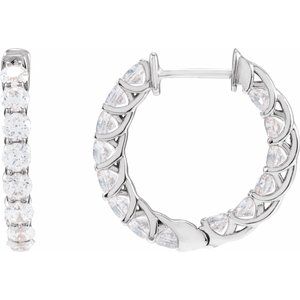 Ladies Natural Diamond Inside-Outside 19.7 mm Hoop Earrings (I1, G-H) — 14K White Gold