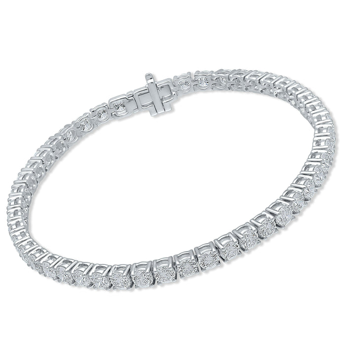 4 Prong Round Tennis Bracelet - Platinum, 7.00 Ct (12468) Databazaar.com