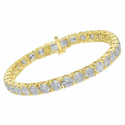 4 Prong Round Tennis Bracelet - 14k Yellow Gold, 15.00 Ct (12476) Databazaar.com