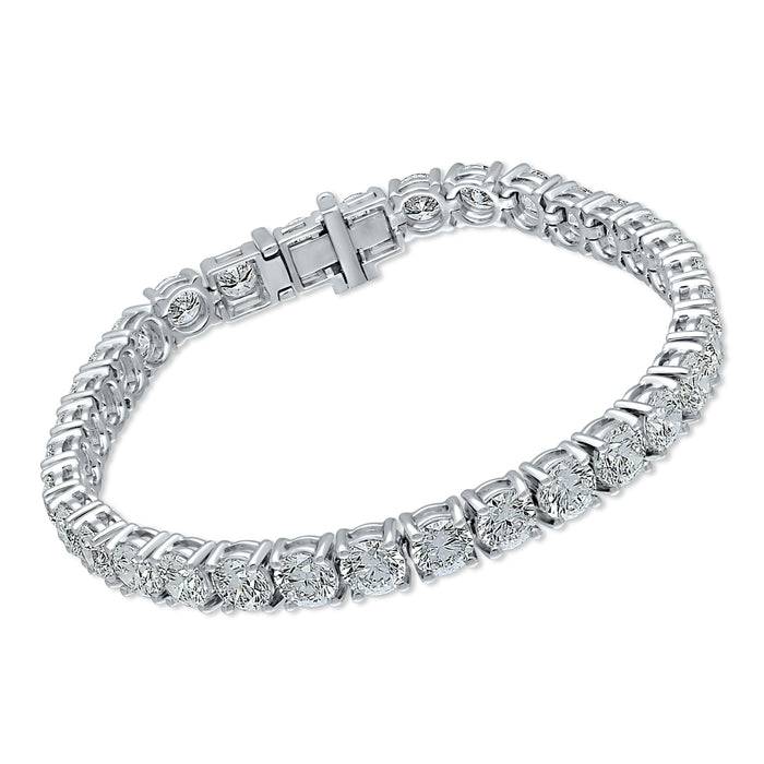 4 Prong Round Tennis Bracelet - Platinum, 15.00 Ct (12477) Databazaar.com