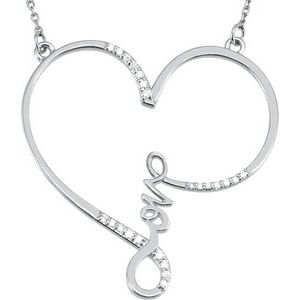 Ladies Natural Diamond Infinity-Inspired Love Heart Necklace (I1, G-H) — 14K White Gold