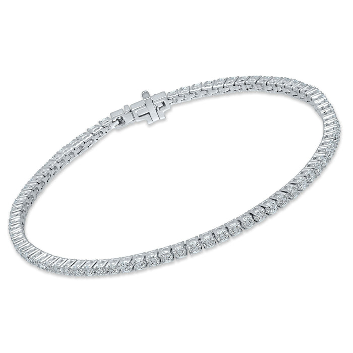 4 Prong Round Tennis Bracelet - Platinum, 2.00 Ct (12480) Databazaar.com