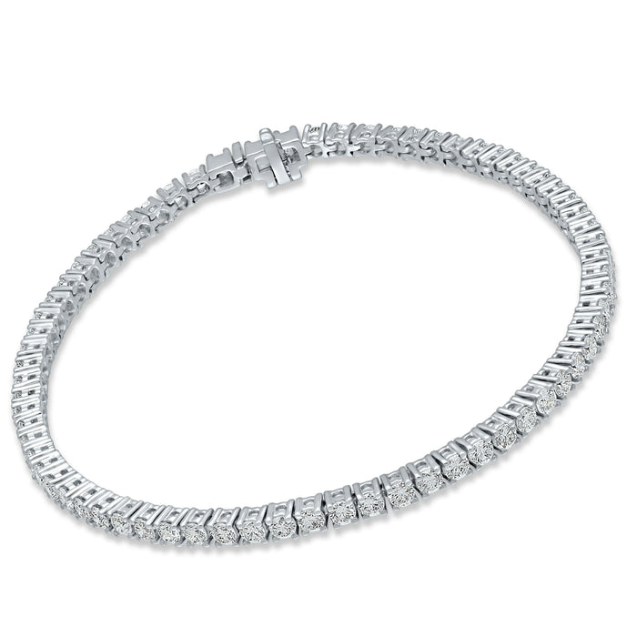 4 Prong Round Tennis Bracelet - 14k White Gold, 3.00 Ct (12481) Databazaar.com
