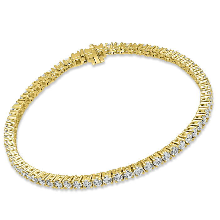 4 Prong Round Tennis Bracelet - 14k Yellow Gold, 3.00 Ct (12482) Databazaar.com