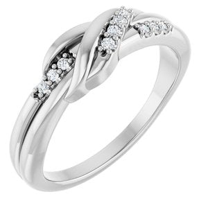 Ladies Natural Diamond Knot Ring (I1, G-H) — 14K White Gold