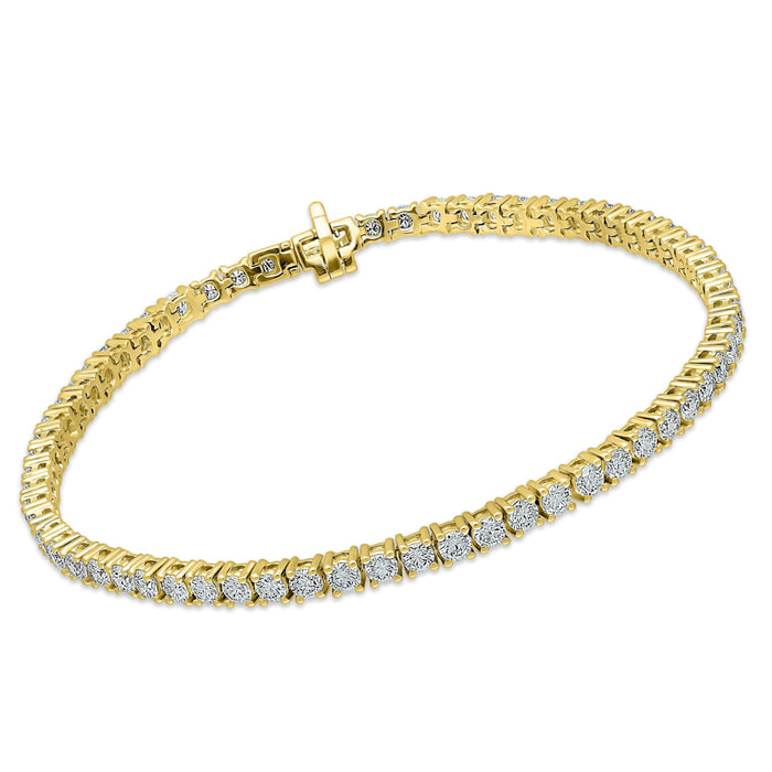 4 Prong Round Tennis Bracelet - 14k Yellow Gold, 4.00 Ct (12485) Databazaar.com