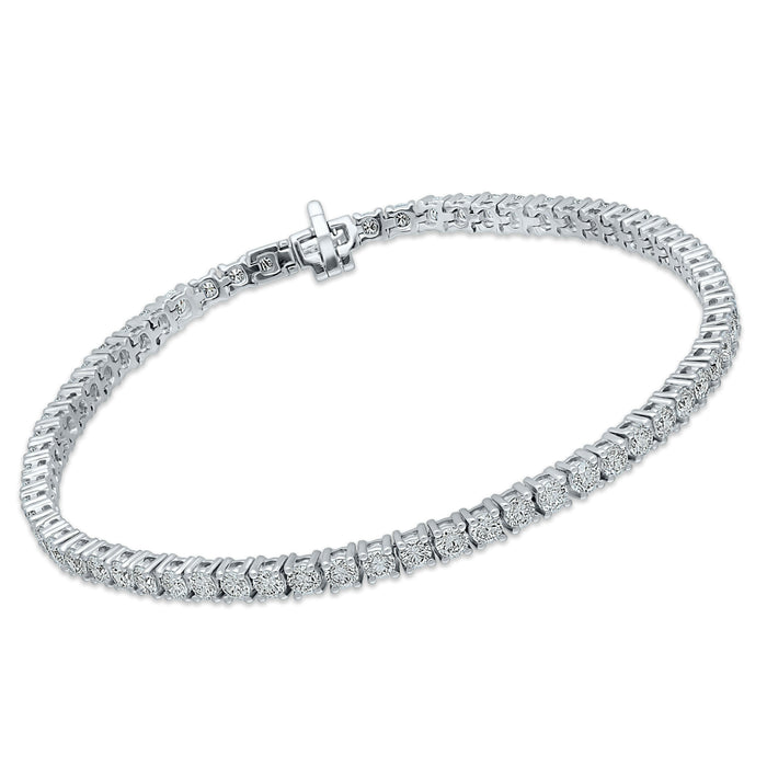 4 Prong Round Tennis Bracelet - Platinum, 4.00 Ct (12486) Databazaar.com