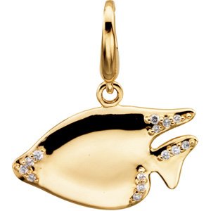 Ladies Natural Diamond Sunfish Charm/Pendant (I1, G-H) — 14K Yellow Gold
