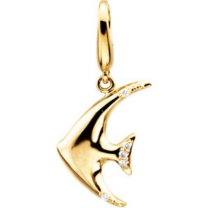 Ladies Natural Diamond Angelfish Charm/Pendant (I1, G-H) — 14K Yellow Gold