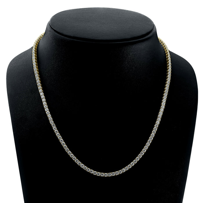 4 Prong Round Tennis Necklace - 14k Yellow Gold, 20.00 Ct (12497) Databazaar.com