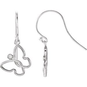 Ladies Natural Diamond Butterfly Earrings — Sterling Silver
