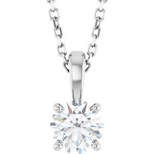 Ladies Natural Diamond Necklace (Si2-Si3, G-H) — 14K White Gold