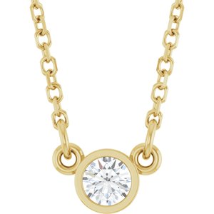 Ladies Natural Diamond Solitaire Necklace (I1, G-H) — 14K Yellow Gold