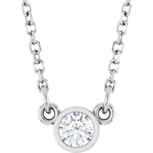 Ladies Natural Diamond Solitaire Necklace (Si2-Si3, G-H) — Platinum
