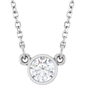 Ladies Natural Diamond Solitaire Necklace (I1, G-H) — 14K White Gold