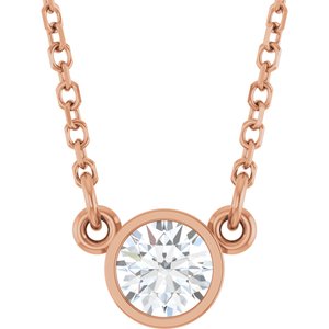 Ladies Natural Diamond Solitaire Necklace (I1, G-H) — 14K Rose Gold