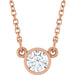 Ladies Natural Diamond Solitaire Necklace (I1, G-H) — 14K Rose Gold